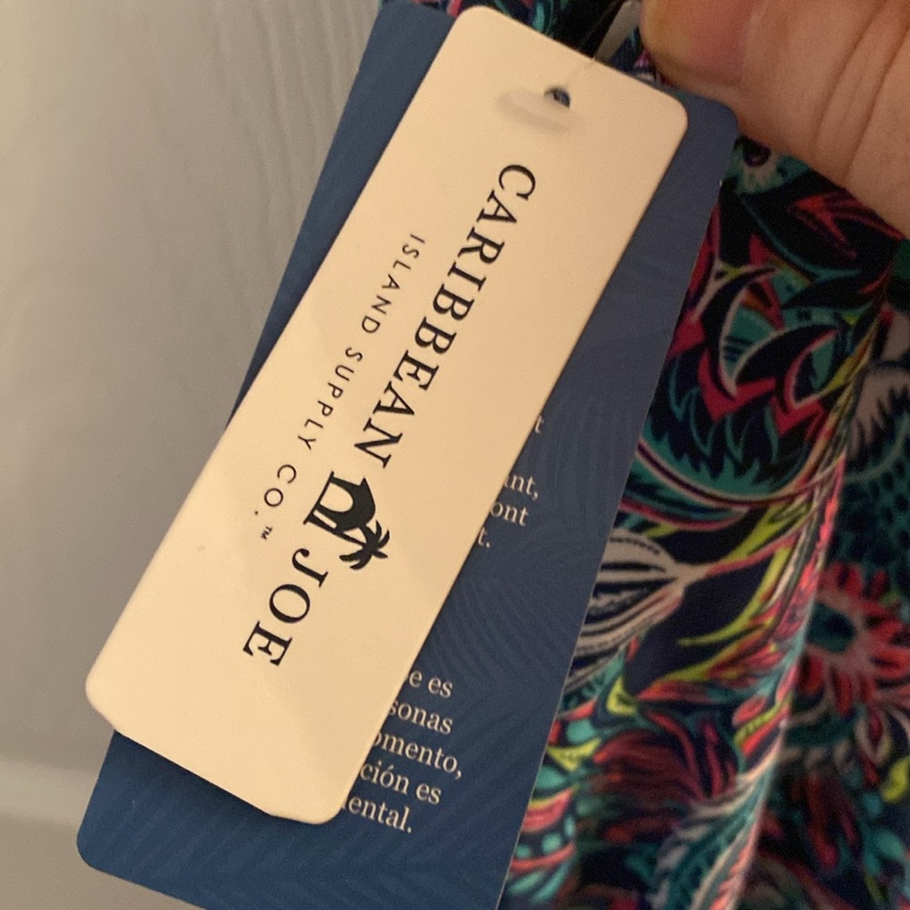 Caribbean Joe V-neck One Piece Swimsuit Ruffle Midnight Blue Paisley - Picture 7 of 8